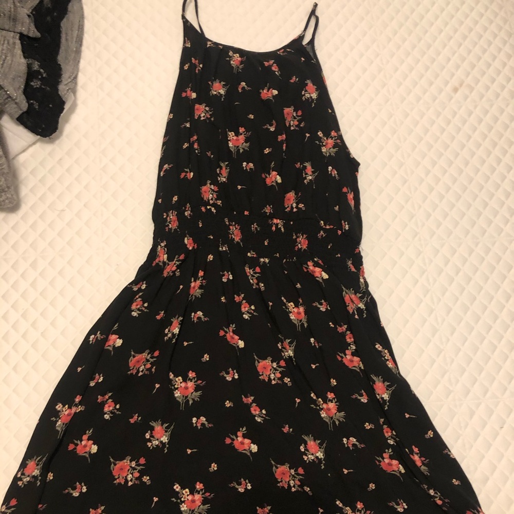 Floral racer back dress with keyhole detail